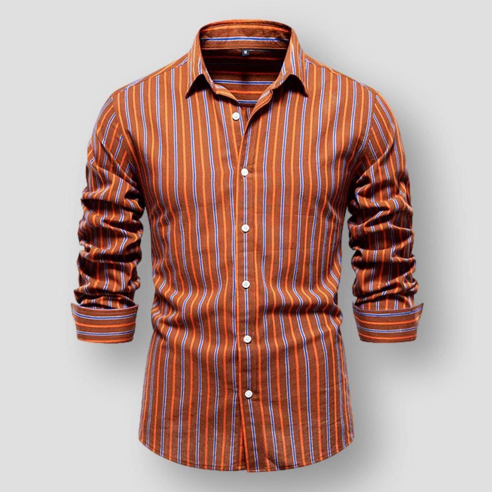 Saint Martin Antonio Timeless Stripes Classic Business Shirt-Brown-S-