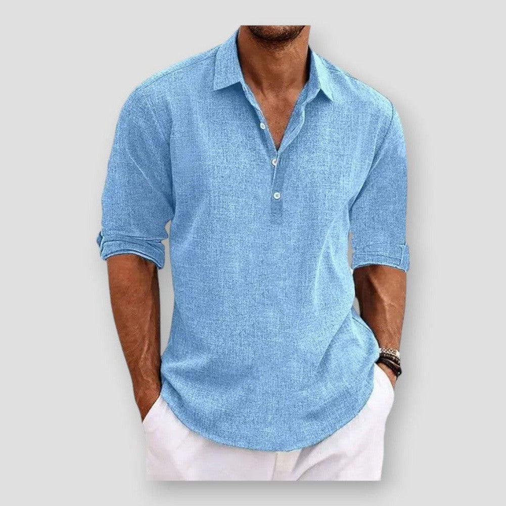 Loose Men Shirt Breathable Short Sleeve Men's Summer Shirt with Turn-down Collar Solid Color Buttons Loose Fit Casual for Soft, Size - 3XL