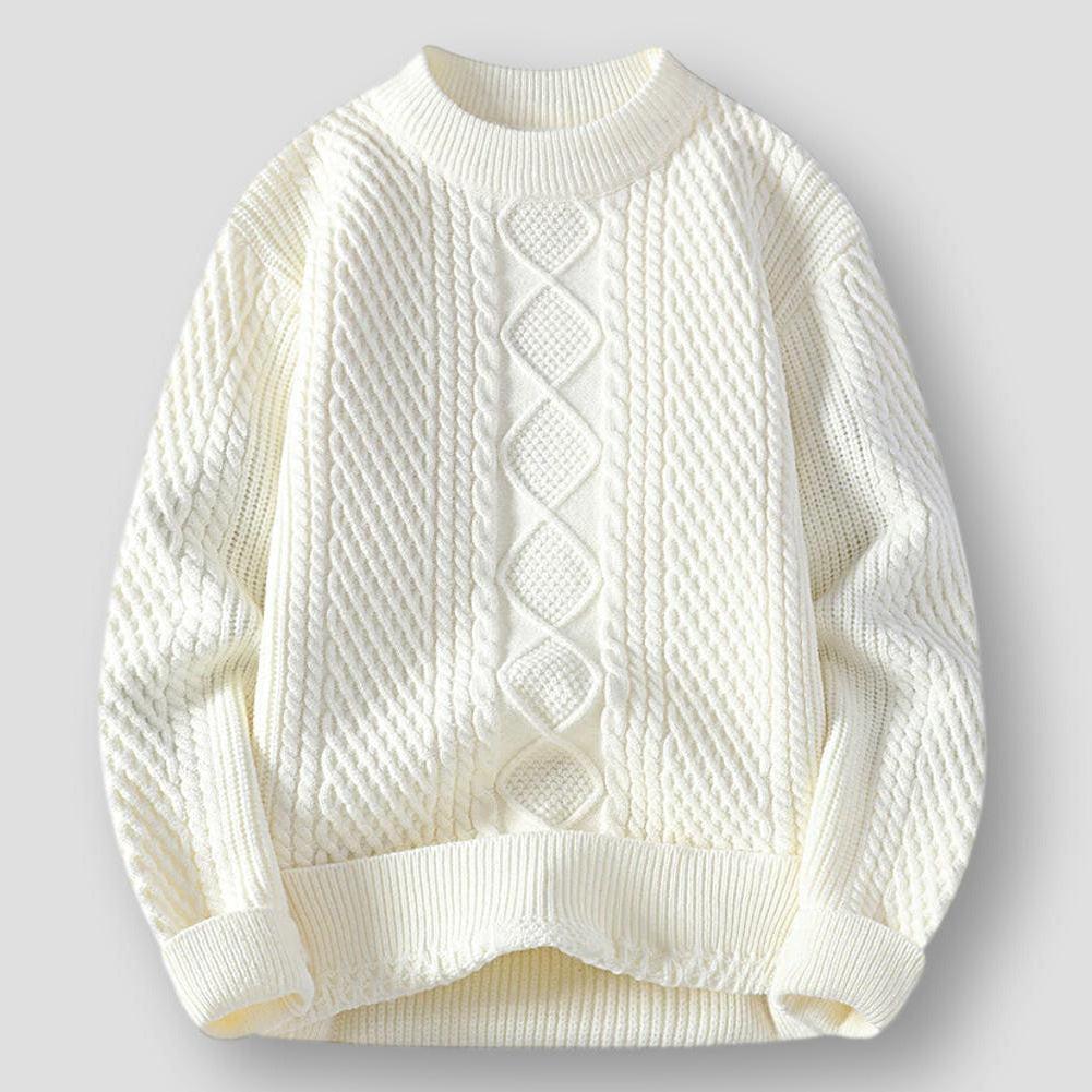 Moon Madrid Austin Elegant Twisted-Cable Knitted Sweater