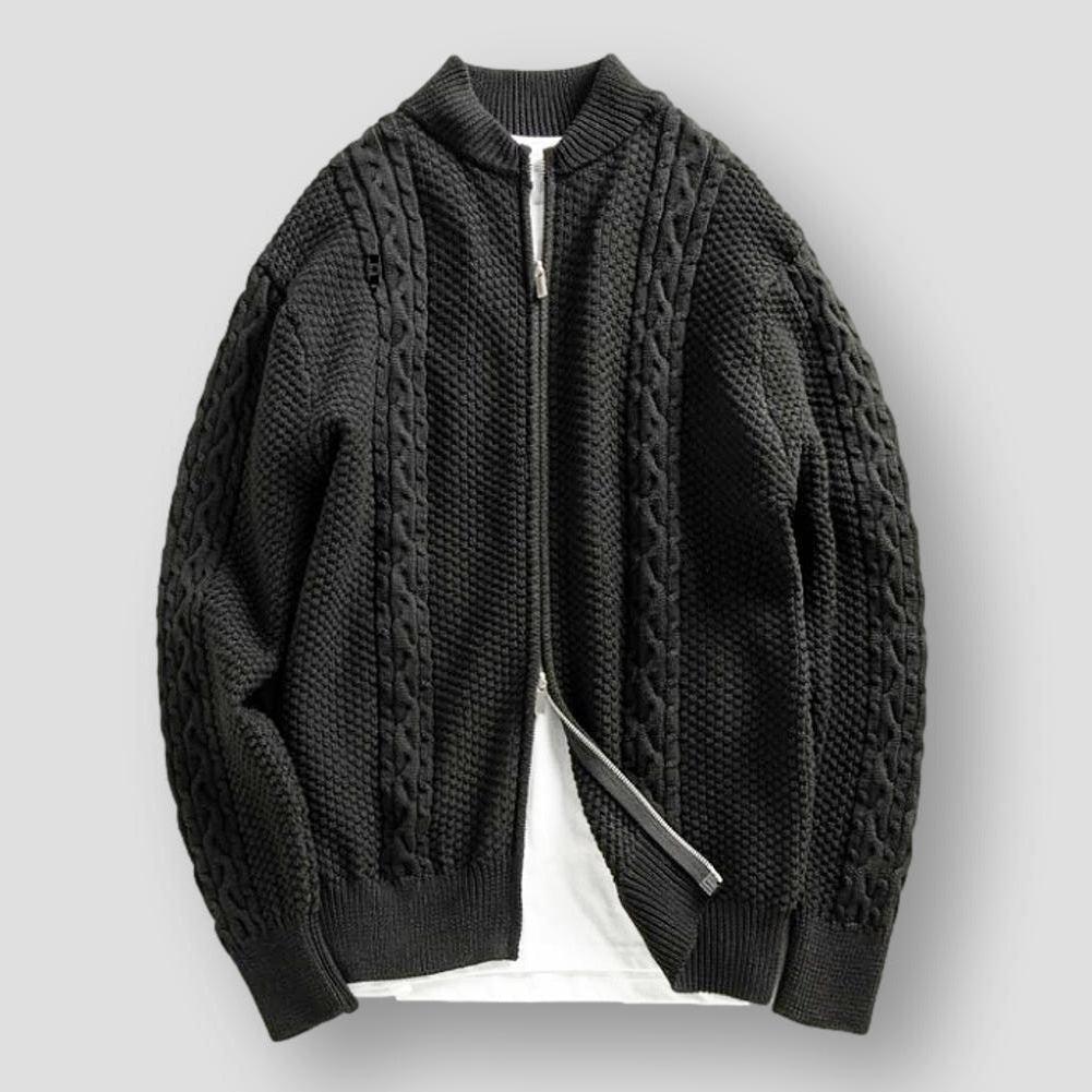 Moon Madrid Denton Vintage Zip-Up Braided Cardigan