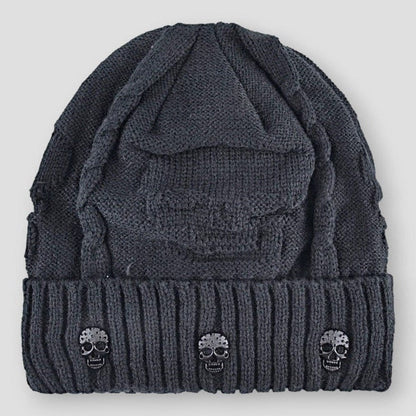 Moon Madrid Diego Cozy Skull Metal Knitted Beanie