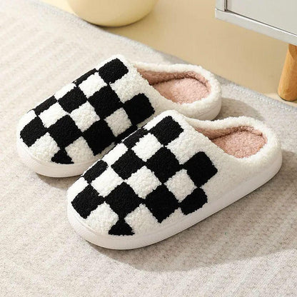 Moon Madrid Francisco Plush Cozy Checkered Slides