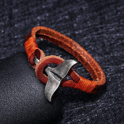 Moon Madrid Houston Whale Tail Leather Bracelet