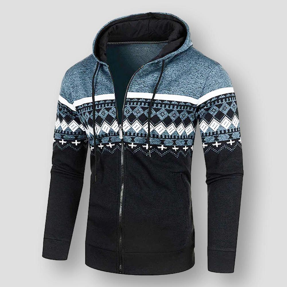 Moon Madrid Ontario Printed Knitted Zip Hooded Cardigan