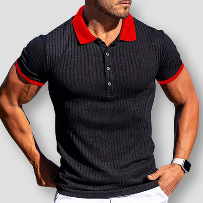 Moon Madrid Orlando Vertical Striped Polo Shirt