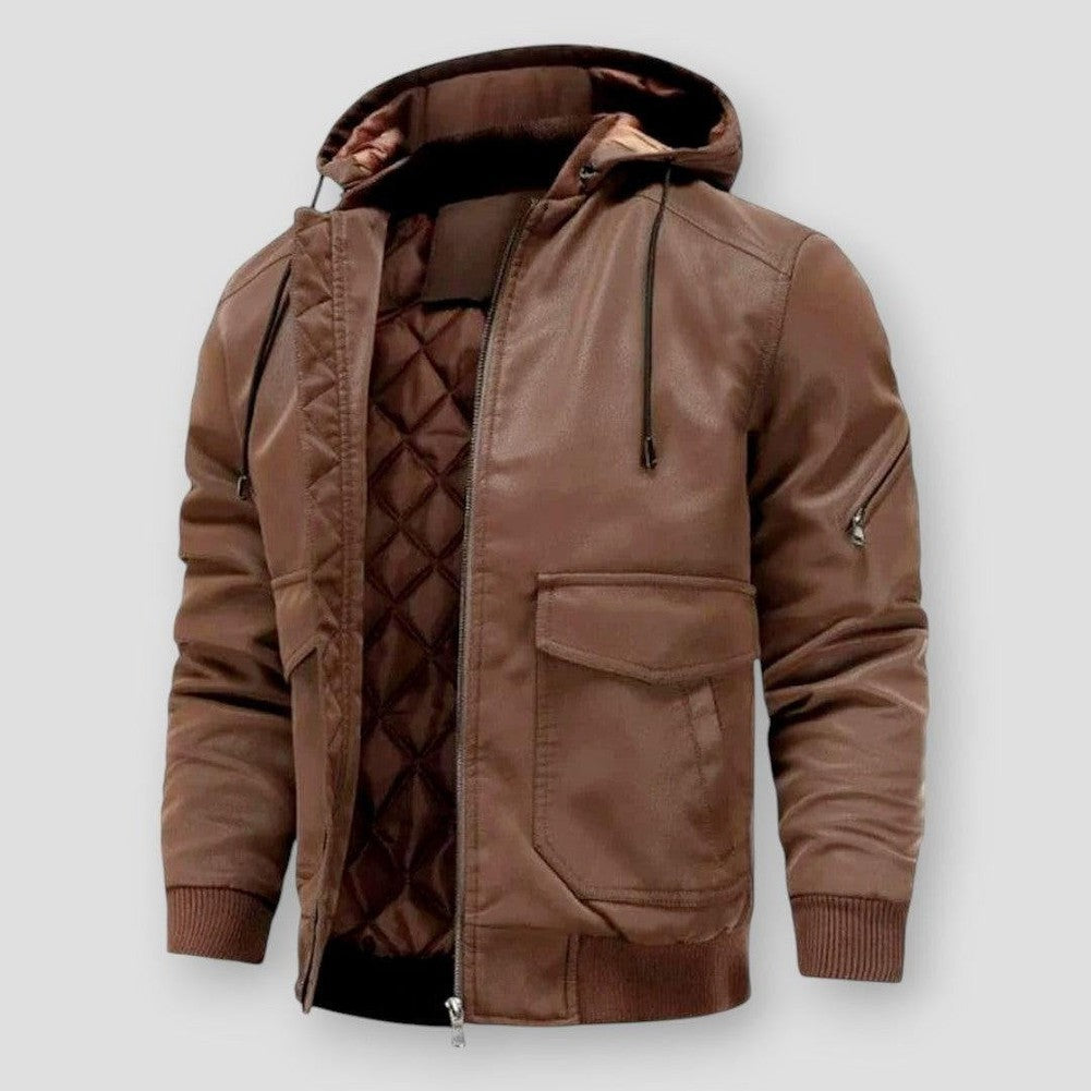 Saint Martin Branford Hooded Leather Jacket