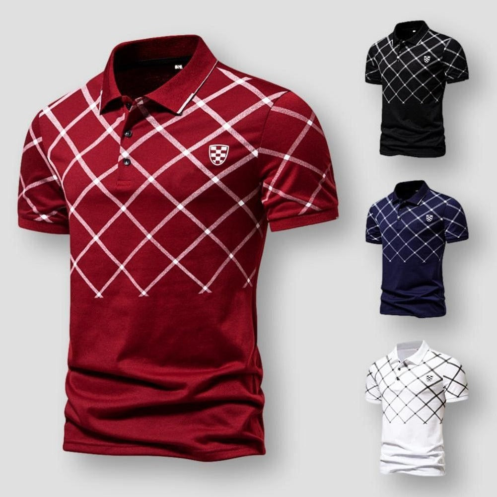 Saint Martin Denton Classic Argyle Printed Polo Shirt