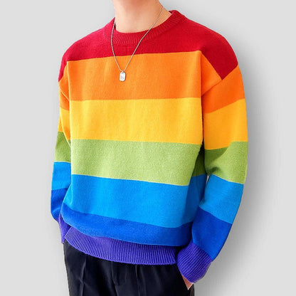 Saint Martin Louis Rainbow Striped Knitted Sweater