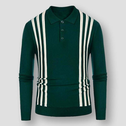 Sky Morris Angeles Three-Tone Knit Polo Shirt