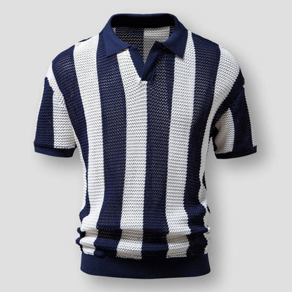 Sky Morris Coral Fishnet Polo Shirt