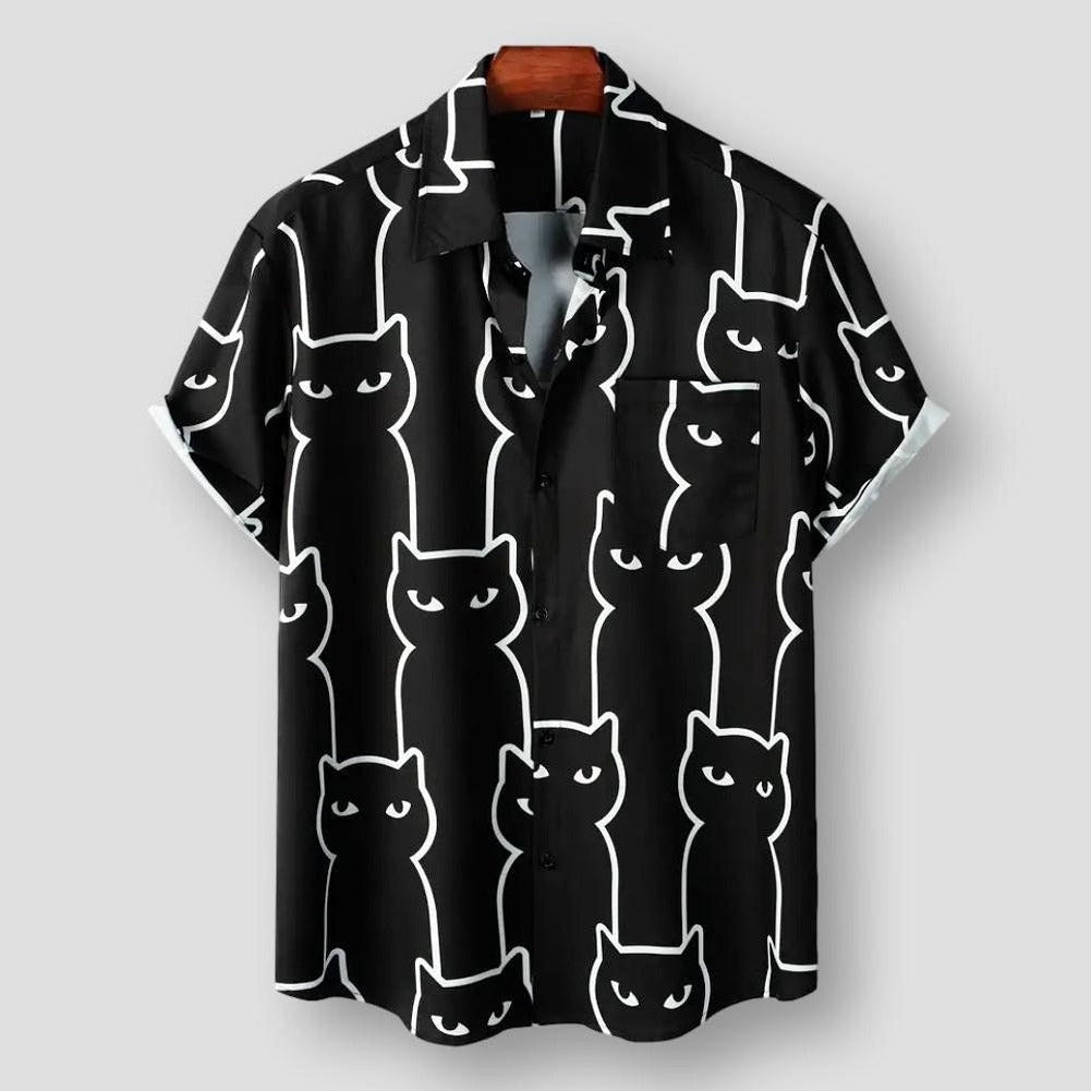 Sky Morris Ontario Whimsy Cat Graphic Printed Shirt