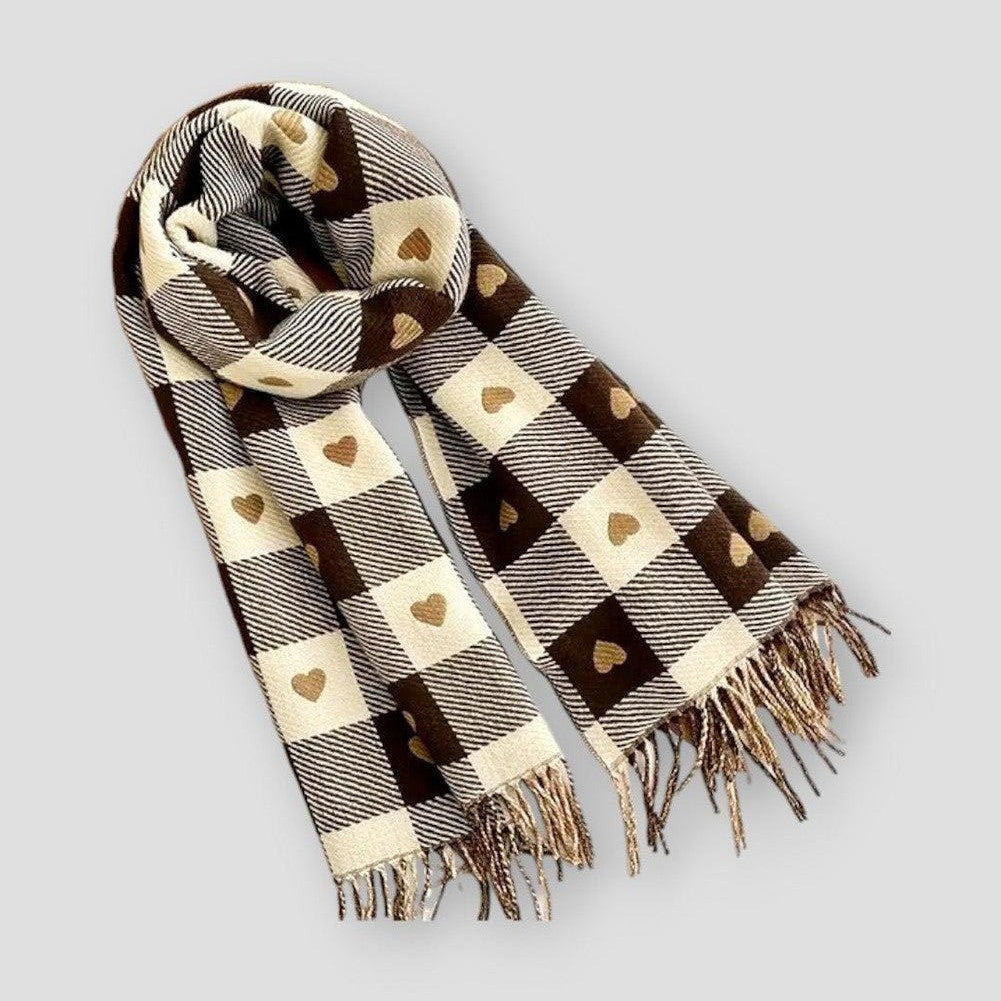 Sky Morris Tulsa Plaid Heart Print Winter Scarf