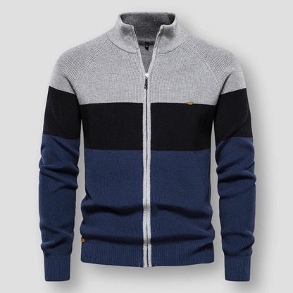 Sky Morris Vegas Trio Tone Zip-Up Knitted Sweater