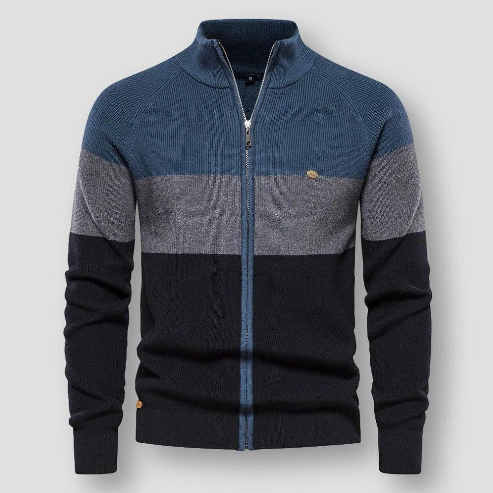 Sky Morris Vegas Trio Tone Zip-Up Knitted Sweater