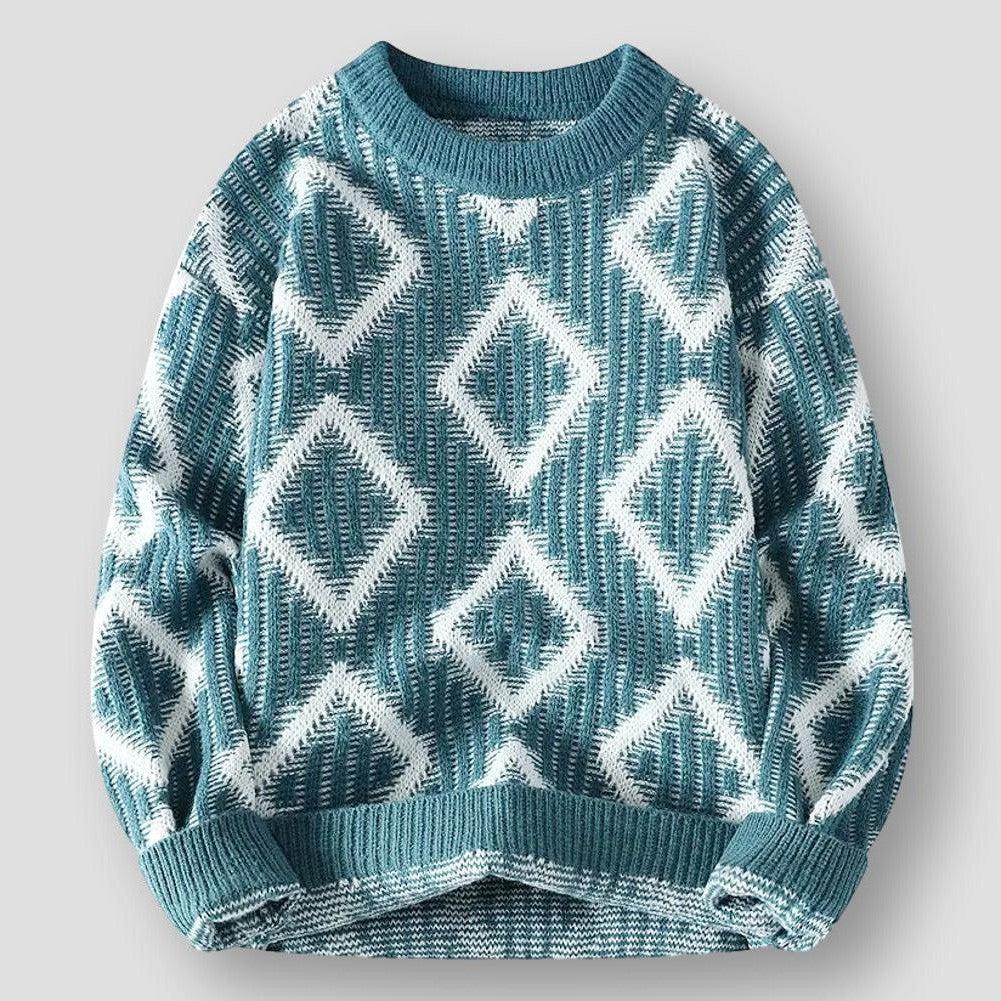 Sky Morris Waco Vintage Elegance Argyle Slim Fit Sweater