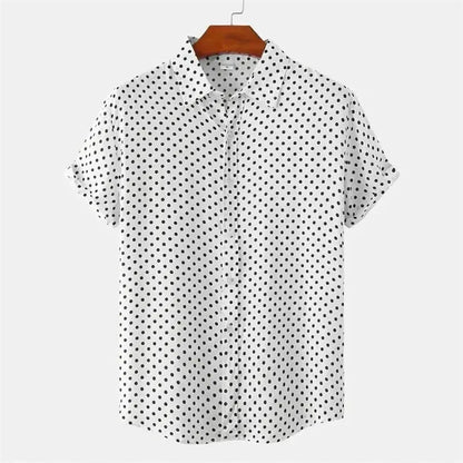 New Solid Colored Dots Hawaiian Shirt Men Casual Short Sleeves Summer 3d Printed Button Blouse Tops Party Street Button Shirts