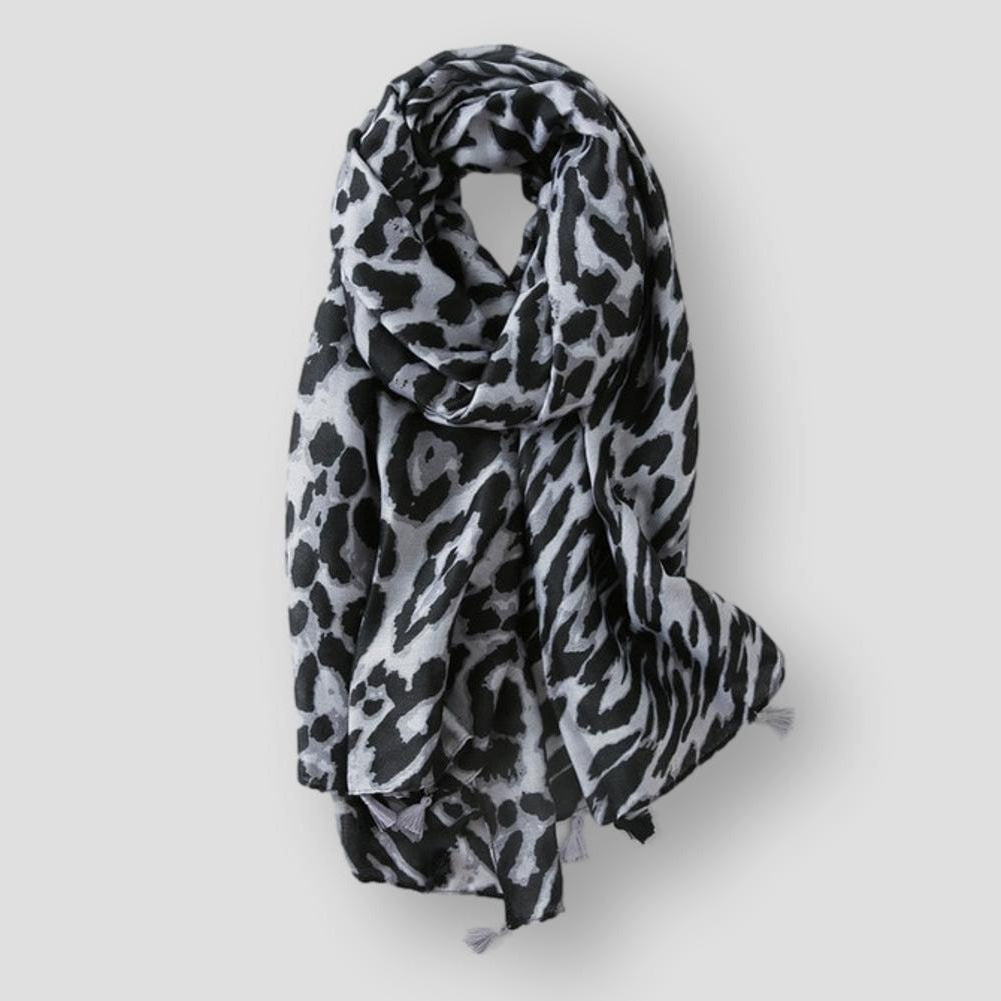 Sky Morris Leopard Tassels Scarf