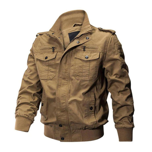 Tactical Multi-Pocket Casual Zipper Collared Men's Jacket