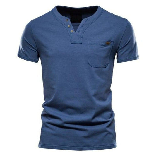 Saint Martin Men's Essential Casual Short Sleeve Slim Henley T-Shirt