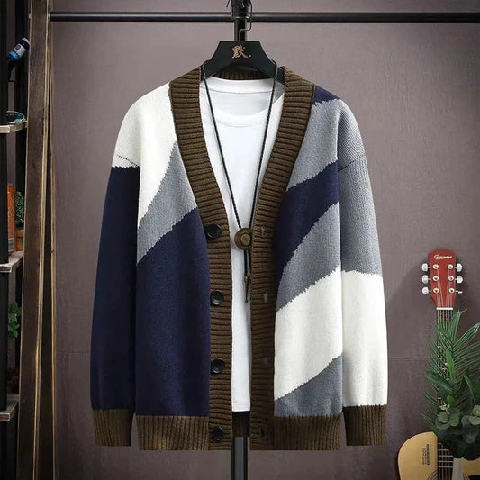 Dawn: New Fall Winter High Quality Knitted Cardigan Men 2023 Trendy Korean Style V-Neck Sweater Coat Men's Soft Warm Jacket Cardigans