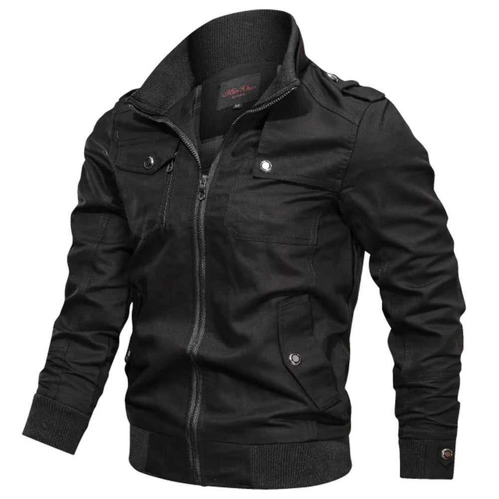 Casual Bomber Men's Pocket Zip-Up Jacket With Collar - Moon Morris