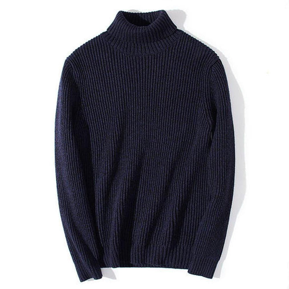 Warm Casual Turtleneck Sweater Regular Fit Wool Men's Pullover