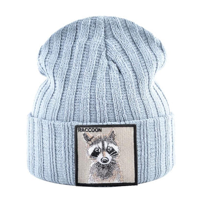 Sky Morris Knitted Racoon Beanie