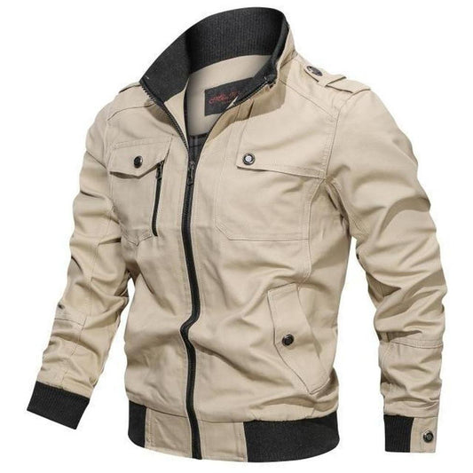 Casual Bomber Men's Pocket Zip-Up Jacket With Collar