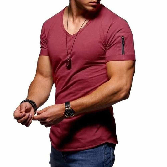 Night Madrid V-Neck Zipper Pocket Tee